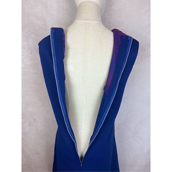 Vintage Shift Mod MCM Blue Ribbed Dress - Picture 8 of 9